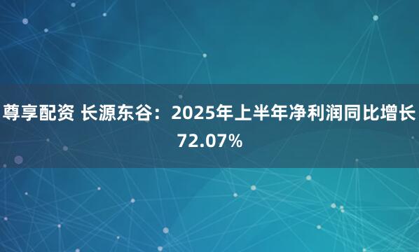 尊享配资 长源东谷：2025年上半年净利润同比增长72.07%